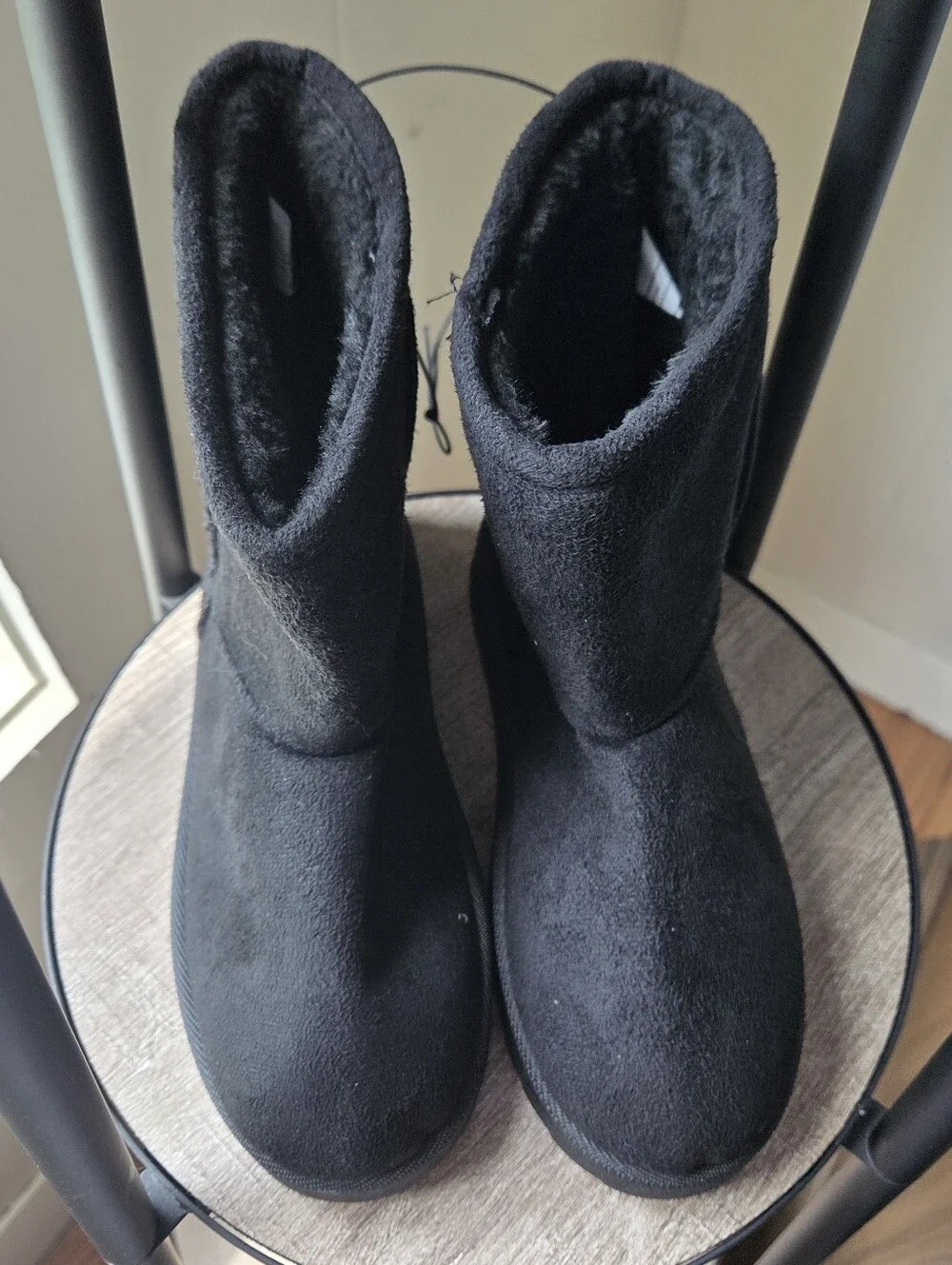 Black Faux Suede Winter Boots Faux Fur Lined Youth Size 13-1 New with Tags